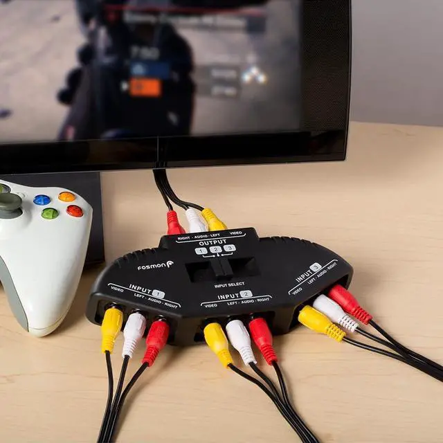 Alt view image 3 of 7 - A1602 RCA Splitter with 3-Way Audio, Video RCA Switch Box + RCA Cable for Connecting 3 RCA Output Devices to Your TV