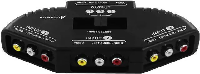 Alt view image 6 of 7 - A1602 RCA Splitter with 3-Way Audio, Video RCA Switch Box + RCA Cable for Connecting 3 RCA Output Devices to Your TV
