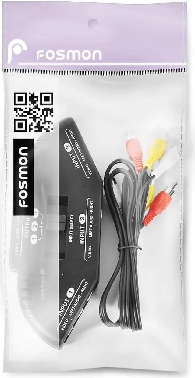 Alt view image 7 of 7 - A1602 RCA Splitter with 3-Way Audio, Video RCA Switch Box + RCA Cable for Connecting 3 RCA Output Devices to Your TV