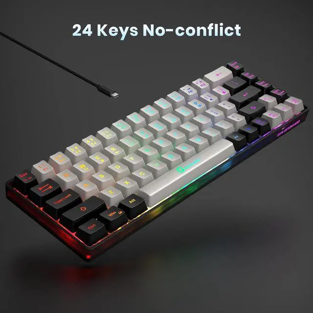 Alt view image 5 of 7 - 65% Gaming Keyboard, Wired Backlit Mini Keyboard, Ultra-Compact Anti-Ghosting No-Conflict 68 Keys Membrane Gaming Wired Keyboard for PC Laptop Windows Gamer
