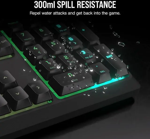 Alt view image 6 of 7 - K55 CORE RGB Membrane Wired Gaming Keyboard Quiet, Responsive Switches Spill Resistance Ten-Zone RGB Media Keys iCUE Compatible QWERTY NA PC, Mac Gray