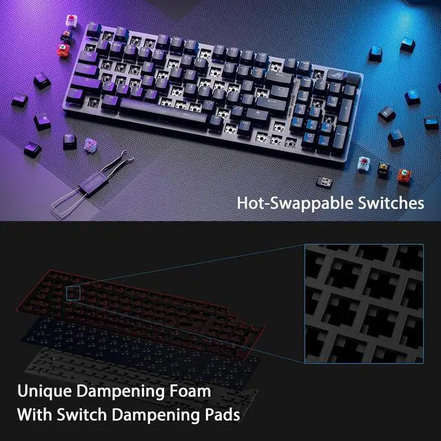Alt view image 4 of 6 - ROG Strix Scope II 96 Wireless Gaming Keyboard, Tri-Mode Connection, Dampening Foam & Switch-Dampening Pads, Hot-Swappable Pre-lubed ROG NX Snow Switches, PBT Keycaps, RGB-Black
