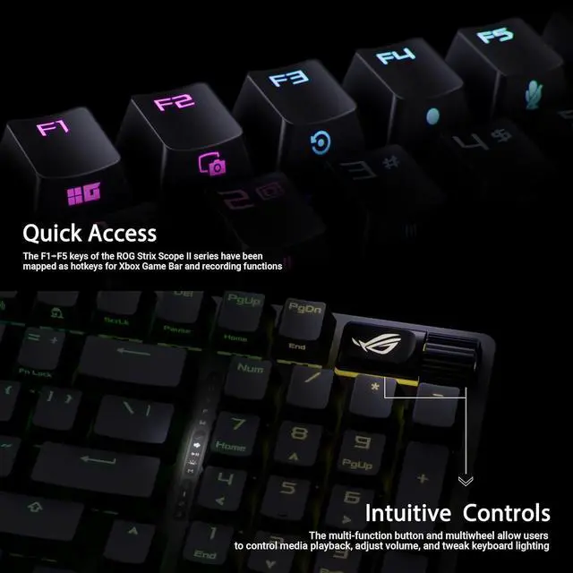 Alt view image 6 of 6 - ROG Strix Scope II 96 Wireless Gaming Keyboard, Tri-Mode Connection, Dampening Foam & Switch-Dampening Pads, Hot-Swappable Pre-lubed ROG NX Snow Switches, PBT Keycaps, RGB-Black
