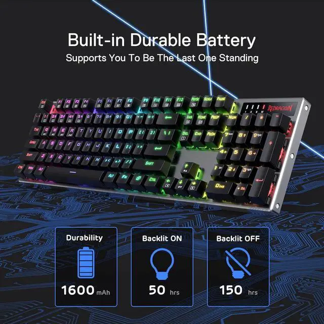 Alt view image 7 of 7 - K556 PRO Upgraded Wireless RGB Gaming Keyboard, BT/2.4Ghz Tri-Mode Aluminum Mechanical Keyboard w/No-Lag Connection, Hot-Swap Linear Quiet Red Switch