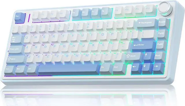 Main image of AULA F75 75% Wireless Mechanical Keyboard,Gasket Hot Swappable Custom Keyboard,Pre-lubed Greywood Switch RGB Backlit Gaming Keyboard,2.4GHz/Type-C/BT5.0 Keyboard (Salt White Blue)