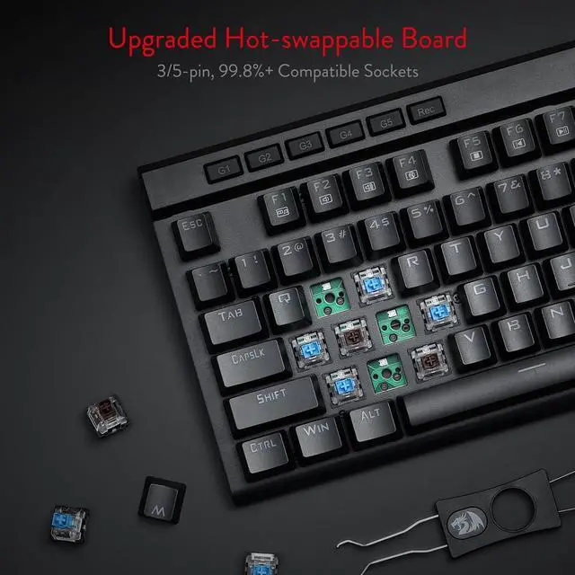 Alt view image 4 of 7 - K580 VATA RGB LED Backlit Mechanical Gaming Keyboard with Macro Keys & Dedicated Media Controls, Hot-Swappable Socket, Onboard Macro Recording (Blue Switches)
