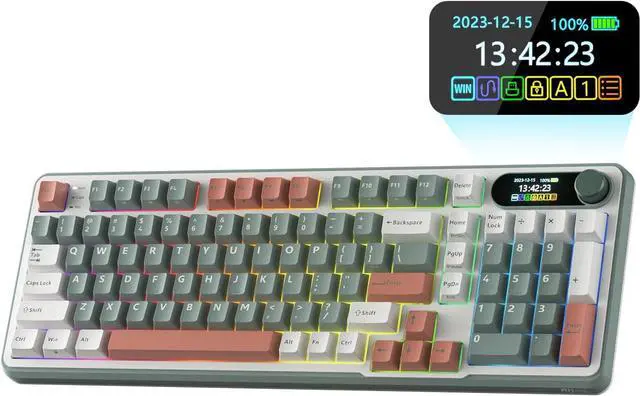 Main image of RK ROYAL KLUDGE S98 Mechanical Keyboard w/Smart Display & Knob, Top Mount 96% Wireless Mechanical Keyboard BT/2.4G/USB-C, Hot Swappable, Software Support, Creamy Sounding, 98 Keys