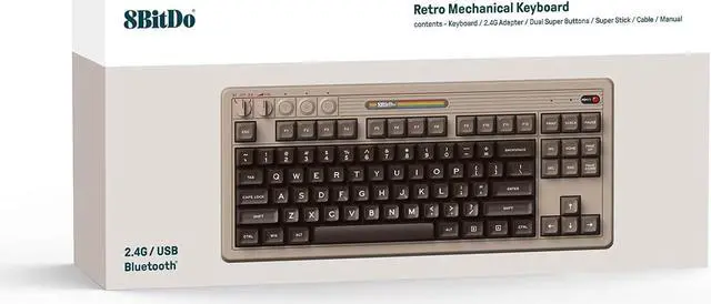 Alt view image 2 of 7 - 8BitDo Retro Mechanical Keyboard, Bluetooth/2.4G/USB-C Hot Swappable Gaming Keyboard with 87 Keys, Dual Super Buttons and Super Stick for Windows and Android - C64 Edition
