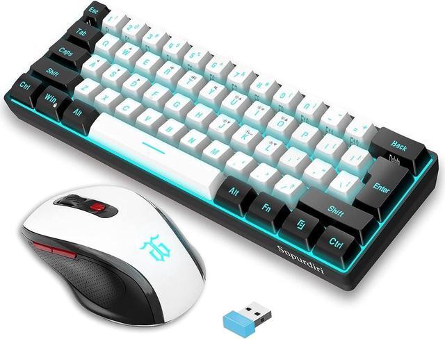 2.4G Wireless Gaming Keyboard and Mouse Combo, Include Mini 60% Merchanical Feel RGB Backlit Keyboard, Ergonomic Vertical Feel Small Wireless