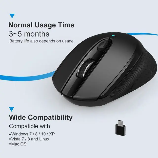 Alt view image 4 of 7 - RaceGT USB C Wireless Mouse, Type C Silent Mouse for MacBook Air/Pro, 2.4G Cordless Computer Mice with 6 Buttons and 3 Adjustable DPI for Mac, Laptop, Desktop, PC