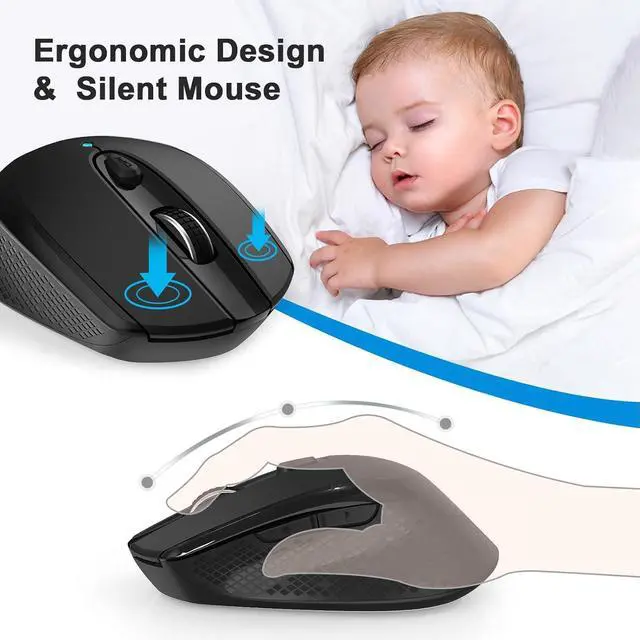 Alt view image 5 of 7 - RaceGT USB C Wireless Mouse, Type C Silent Mouse for MacBook Air/Pro, 2.4G Cordless Computer Mice with 6 Buttons and 3 Adjustable DPI for Mac, Laptop, Desktop, PC