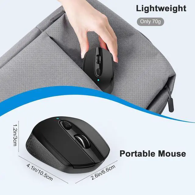 Alt view image 6 of 7 - RaceGT USB C Wireless Mouse, Type C Silent Mouse for MacBook Air/Pro, 2.4G Cordless Computer Mice with 6 Buttons and 3 Adjustable DPI for Mac, Laptop, Desktop, PC