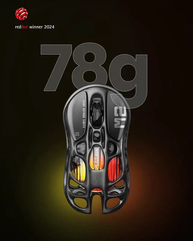 Alt view image 5 of 7 - Mercury M2 Wireless Gaming Mouse with 26,000 DPI, PAW3395DM Sensor -79g Lightweight Hollowed-Out Design -5 Programmable Buttons -5 Dynamic Lightsync RGB - Stealth Black