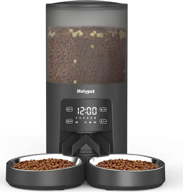 Main image of Automatic Cat Feeders for 2 Cats - 6L Cat Food Dispenser with Double Bowls, Programmable Timed Cat Feeder up to 6 Meals per Day with 10S Voice Recorder, Support Dual Power Supply