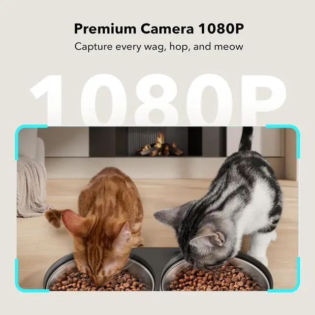 Alt view image 2 of 7 - Automatic Cat Feeder with Camera for Two Cats, 1080P HD Video with Night Vision, 5G WiFi Pet Feeder with 2-Way Audio for Cat & Dog, Low Food & Motion & Sound Alerts, Dual Tray, Black 5L