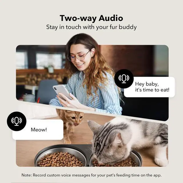 Alt view image 4 of 7 - Automatic Cat Feeder with Camera for Two Cats, 1080P HD Video with Night Vision, 5G WiFi Pet Feeder with 2-Way Audio for Cat & Dog, Low Food & Motion & Sound Alerts, Dual Tray, Black 5L