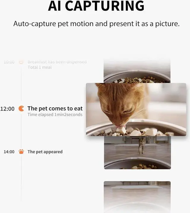Alt view image 5 of 7 - Automatic Cat Feeder with Camera,1080P HD Video with Night Vision, Pet Feeder Dry Food Dispenser with 2-Way Audio, Food Shortage Sensor, 2.4G WiFi Smart App Control, Personal Meal Call