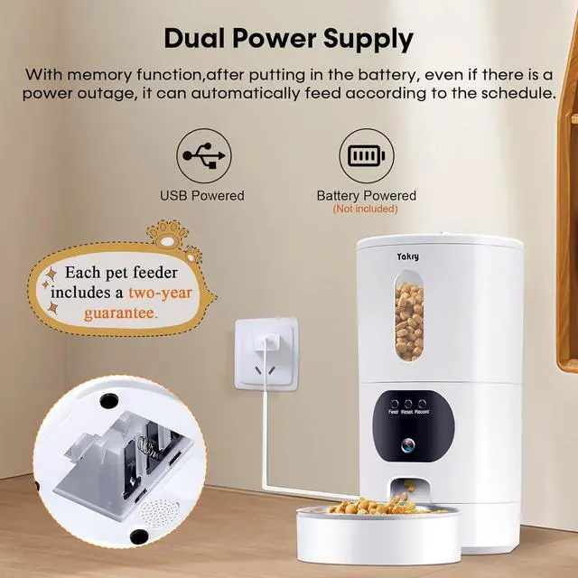 Alt view image 4 of 7 - Automatic Cat Feeders Camera 5G: WiFi Easy to Clean Timed Smart Dog Food Dispenser 2-Way Audio Memory Function Pet Feeder HD 1080P Video Record APP Control Dry Food Clear Night Vision Yakry