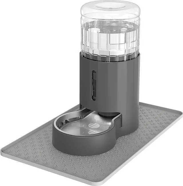 Main image of Cat Water Dispenser with Placemat and Stainless Steel Bowl, Automatic Gravity Water Dispenser for Cats or Small Medium Size Dogs, Large Capacity, Easy to Clean and Safe for Pets (4L)