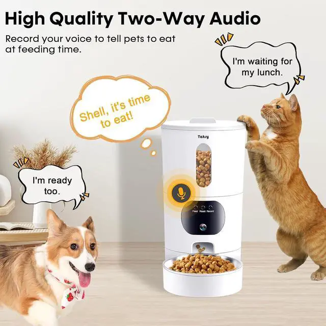 Alt view image 7 of 7 - Automatic Cat Feeders Camera 5G: WiFi Easy to Clean Timed Smart Dog Food Dispenser 2-Way Audio Memory Function Pet Feeder HD 1080P Video Record APP Control Dry Food Clear Night Vision Yakry
