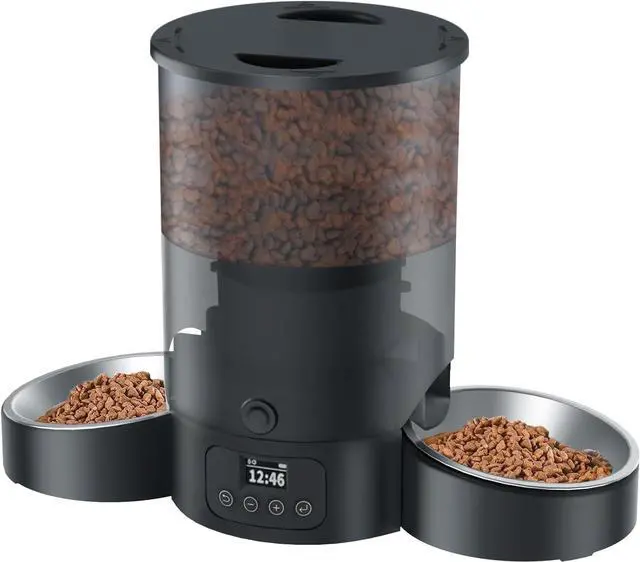 Main image of Automatic Cat Feeder for 2 Cats, 3L Cat Food Dispenser SURDY Auto Cat Feeder with 2 Stainless Bowls, 10s Meal Call Dual Power Supply and Timer Setting 12 Portions 6 Meals Per Day for Cats and Dogs