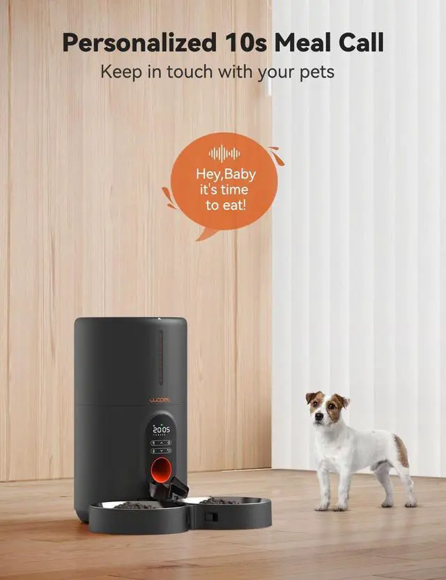 Alt view image 3 of 6 - Automatic Cat Feeders 2 Cats Timed Cat Feeder with Stainless Steel Bowl, Programmable 1-6 Meals Control, Dual Power Supply, Automatic Pet Feeder for Dogs and Cats