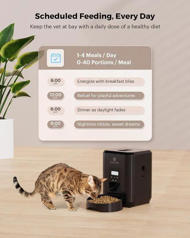 Alt view image 3 of 7 - Automatic Cat Feeder - Automatic Pet Feeders for Cats and Dogs, Cat Food Dispenser for Dry Food, Timed Cat Feeders with Memory Function, 2L Auto Cat Feeder