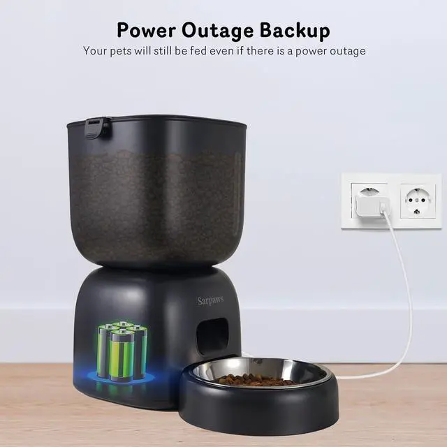 Alt view image 6 of 7 - Automatic Cat Feeder and Cat Water Dispenser FW1, Wire or Battery Cat Food Dispenser Timer Pet Feeder - Locking Lid, Desiccant Bag, Programmable Portion Control, 4 Daily Meals, 10s Voice Recorder