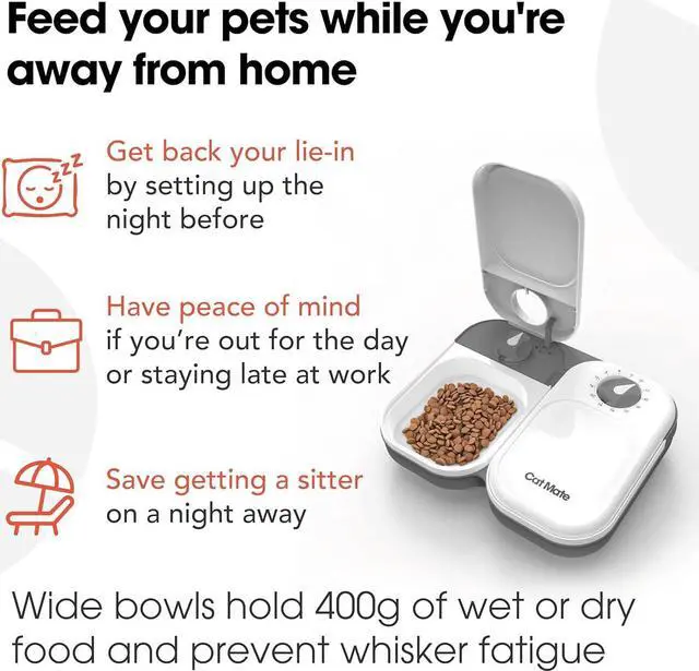 Alt view image 4 of 6 - Cat Mate C200 2-Meal Automatic Pet Feeder for Cats and Small Dogs with Ice Pack