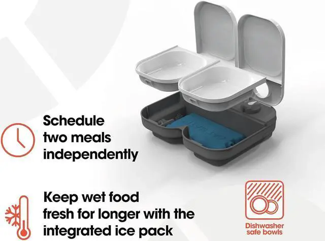 Alt view image 5 of 6 - Cat Mate C200 2-Meal Automatic Pet Feeder for Cats and Small Dogs with Ice Pack