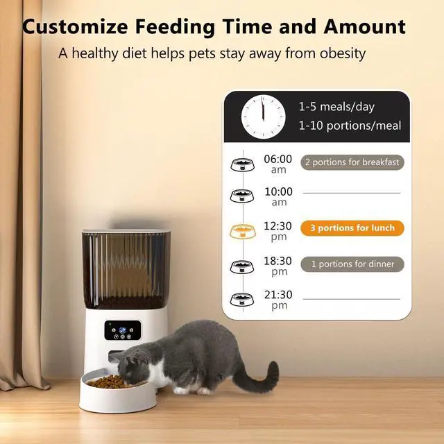Alt view image 2 of 7 - Automatic Cat Feeder with Camera, 1080P Live Video with Night Vision, 6L/25 Cups Timed Cat Food Dispenser for Remote Feeding, 2-Way Audio, Pet Feeder for Cats and Dogs with App Control