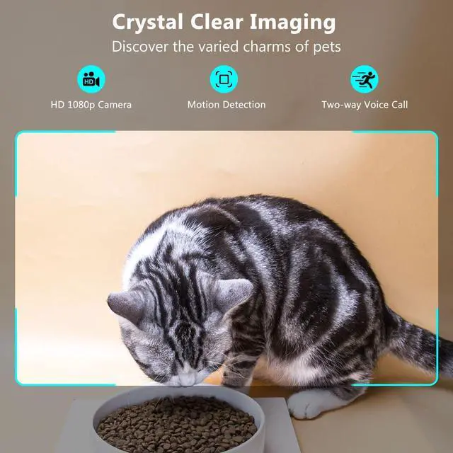 Alt view image 3 of 7 - Automatic Cat Feeder with Camera, 1080P Live Video with Night Vision, 6L/25 Cups Timed Cat Food Dispenser for Remote Feeding, 2-Way Audio, Pet Feeder for Cats and Dogs with App Control