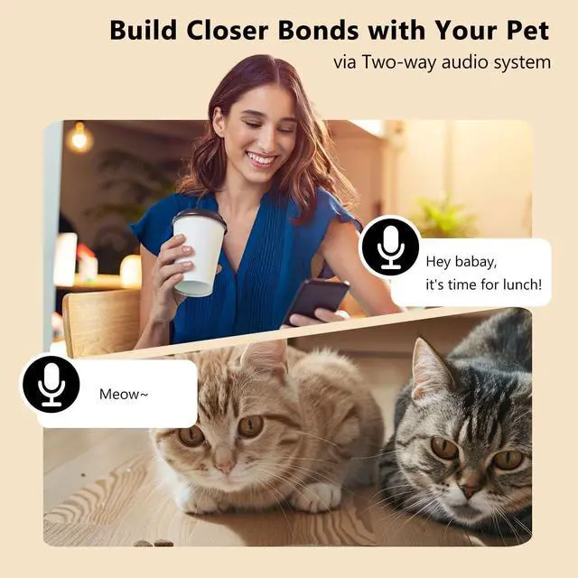 Alt view image 4 of 7 - Automatic Cat Feeder with Camera, 1080P Live Video with Night Vision, 6L/25 Cups Timed Cat Food Dispenser for Remote Feeding, 2-Way Audio, Pet Feeder for Cats and Dogs with App Control