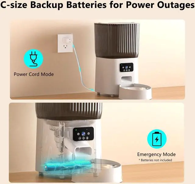 Alt view image 5 of 7 - Automatic Cat Feeder with Camera, 1080P Live Video with Night Vision, 6L/25 Cups Timed Cat Food Dispenser for Remote Feeding, 2-Way Audio, Pet Feeder for Cats and Dogs with App Control