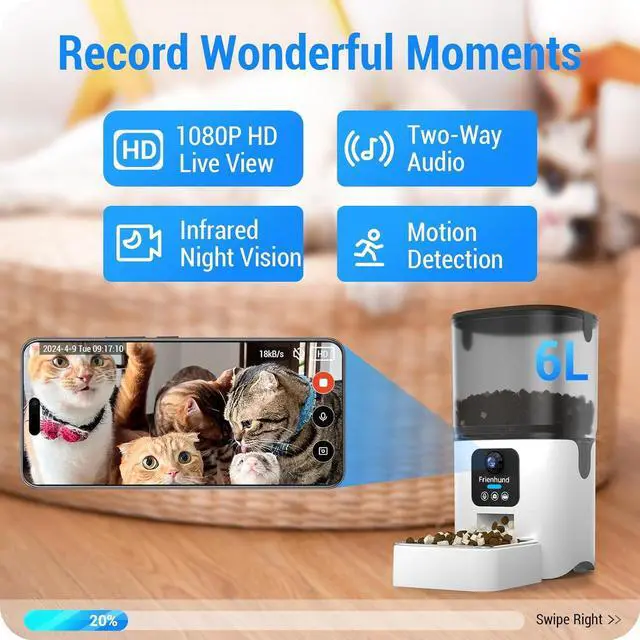 Alt view image 2 of 7 - Smart Camera Automatic Cat Feeder: 1080P HD Live View with Night Vision,5G Automatic Dog Feeder with Two-Way Audio,Detachable for Easy Clean,Record Wonderful Moments for Multiple Pets-25Cup