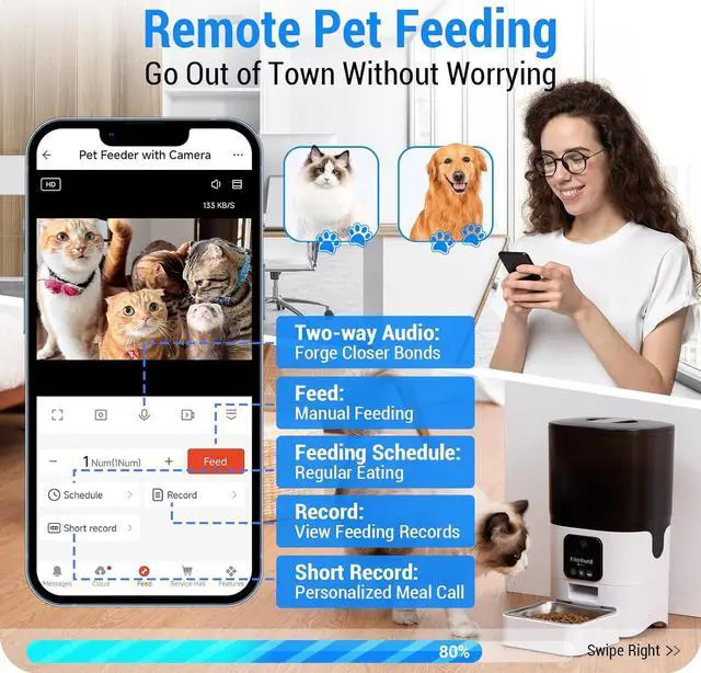 Alt view image 5 of 7 - Smart Camera Automatic Cat Feeder: 1080P HD Live View with Night Vision,5G Automatic Dog Feeder with Two-Way Audio,Detachable for Easy Clean,Record Wonderful Moments for Multiple Pets-25Cup