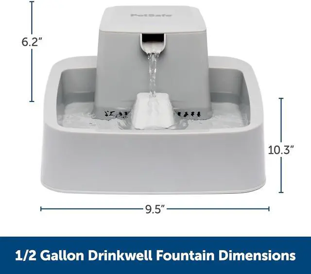 Alt view image 2 of 6 - PetSafe Oasys Pet Fountain, 1/2 Gallon (64 oz), Small Dogs & Cats | Adjustable Water Flow, Whisker-Friendly Tray, Dishwasher-Safe, Replaceable Carbon & Foam Filters Included