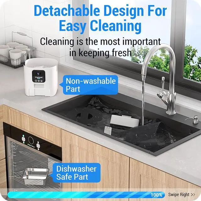 Alt view image 6 of 7 - Smart Camera Automatic Cat Feeder: 1080P HD Live View with Night Vision,5G Automatic Dog Feeder with Two-Way Audio,Detachable for Easy Clean,Record Wonderful Moments for Multiple Pets-25Cup