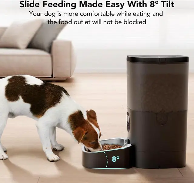 Alt view image 4 of 7 - Automatic Dog Feeder, 6L Dog Food Dispenser with Timer Interactive Voice Recorder, Auto Dog Feeder with Desiccant Bag 1-4 Meals Dry Food, Black Transparent