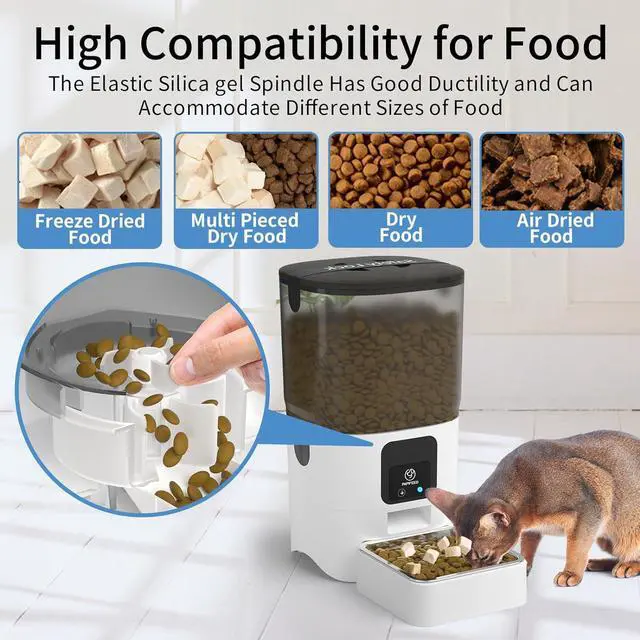 Alt view image 5 of 7 - Smart Automatic Cat Feeders: WiFi Pet Feeder with APP Control for Remote Feeding, Detachable for Easy Clean, Automatic Cat Food Dispenser with Alexa,1-30 Meals Per Day for Dog (6L/25Cup)
