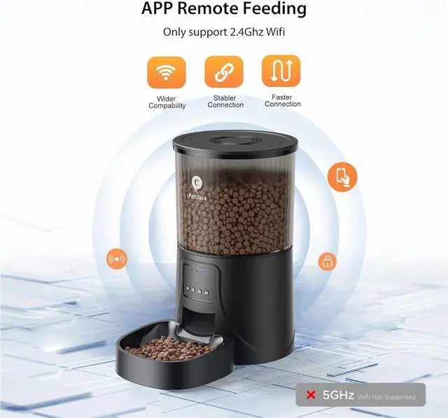Alt view image 3 of 6 - Automatic Cat Feeder WiFi - Automatic Cat Food Dispenser with APP Feeding Control, 4L Auto Pet Feeder for Dry Food, Dual Power Supply, Desiccant Bag