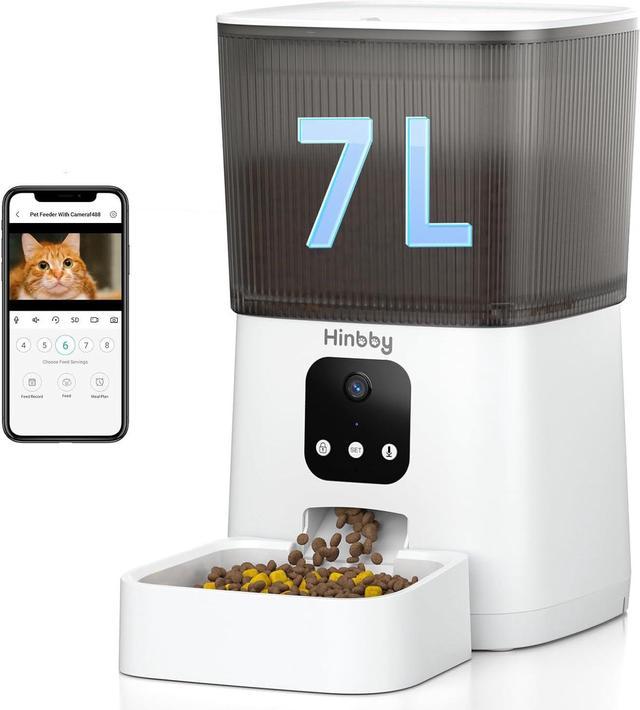 Automatic Cat Feeder with 1080P Camera 7L WiFi Cat Food Dispenser with Remote App Control Voice