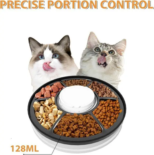 Alt view image 2 of 7 - Automatic Cat Feeder Wet Food/Dry Food, 6 Meal Timed Pet Feeder Easily Programmable & Easy to Clean, Auto Feeder for Cats/Small Dogs