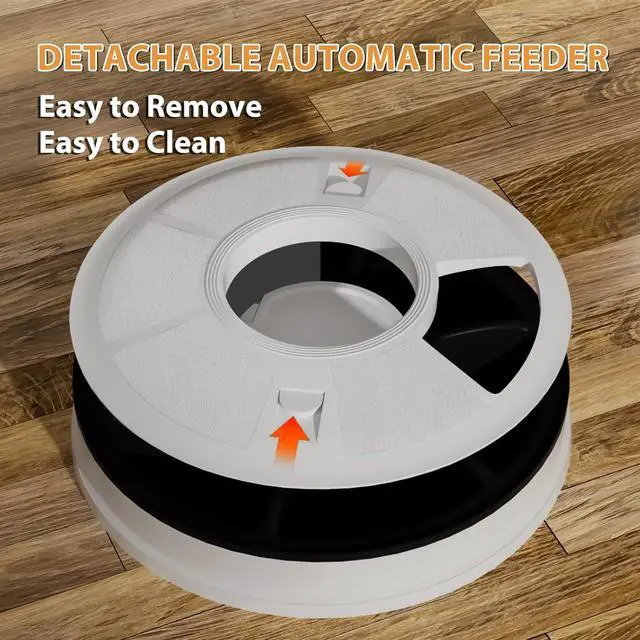 Alt view image 4 of 7 - Automatic Cat Feeder Wet Food/Dry Food, 6 Meal Timed Pet Feeder Easily Programmable & Easy to Clean, Auto Feeder for Cats/Small Dogs