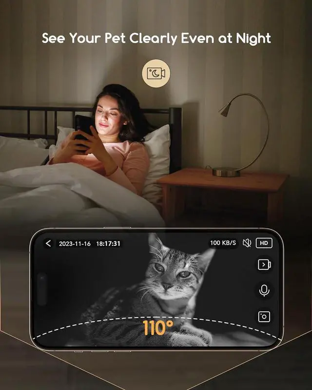 Alt view image 3 of 7 - Faroro Automatic Cat Feeder with Camera, 3MP HD Video with Night Vision, 2.4G/5G WiFi Cat Feeder Automatic with APP Control, 2-Way Audio, Low Food Sensor, Motion Alerts for Cats and Dogs