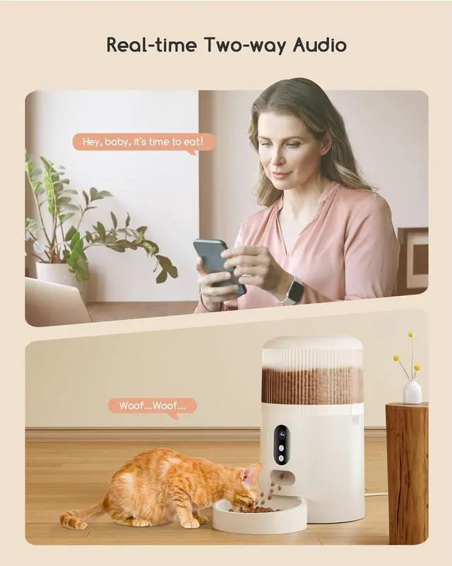 Alt view image 5 of 7 - Faroro Automatic Cat Feeder with Camera, 3MP HD Video with Night Vision, 2.4G/5G WiFi Cat Feeder Automatic with APP Control, 2-Way Audio, Low Food Sensor, Motion Alerts for Cats and Dogs