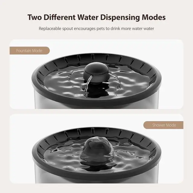 Alt view image 3 of 7 - Automatic Cat Feeder and Water Fountain, Timed Pet Dry Food Dispenser, Programmable Portion Control, 1-6 Meals Per Day, Cat Fountains for Drinking with Filter, Small Pets (3L Combo)