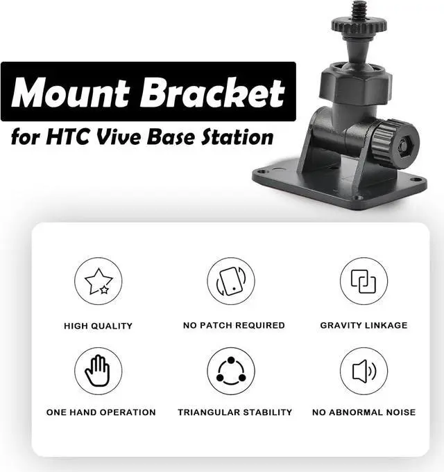 Alt view image 2 of 6 - Wall Mount 1/4 Screw Mini Bracket for HTC Vive/Valve Index/Vive PRO Base Station, Universal Metal Wall Mount Bracket for VR Rift Sensor