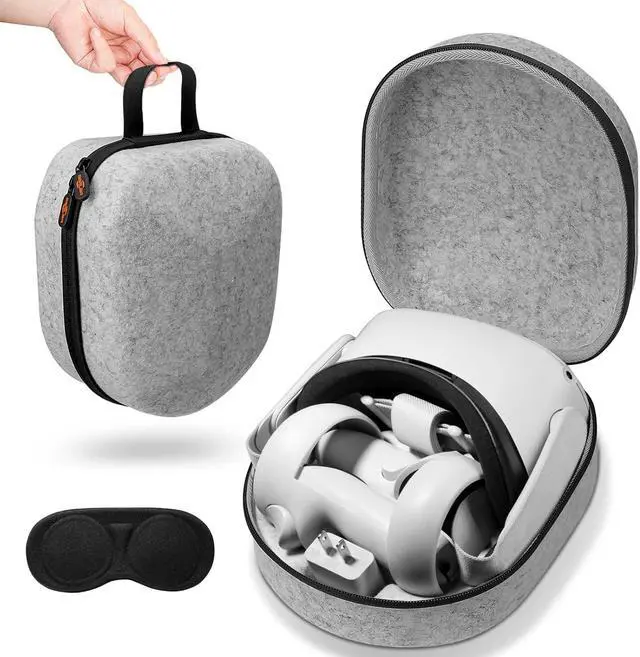 Main image of sarlar Hard Carrying Case for Meta/Oculus Quest 2 VR Headset, Touch Controller, Original Fabric Head Strap, Precise Slots, Odor Felt with Lens Protector Cover, Portable Protection for Travel