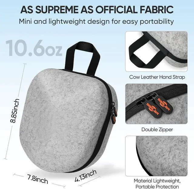 Alt view image 5 of 6 - sarlar Hard Carrying Case for Meta/Oculus Quest 2 VR Headset, Touch Controller, Original Fabric Head Strap, Precise Slots, Odor Felt with Lens Protector Cover, Portable Protection for Travel